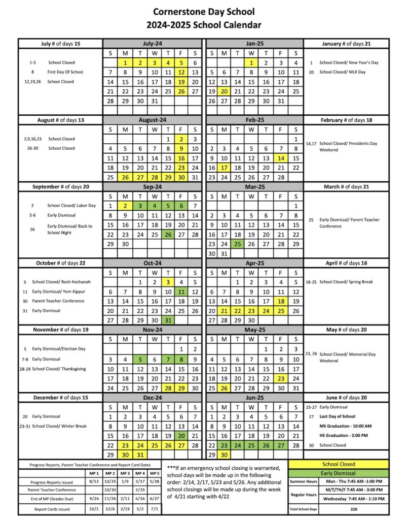 image of school year calendar